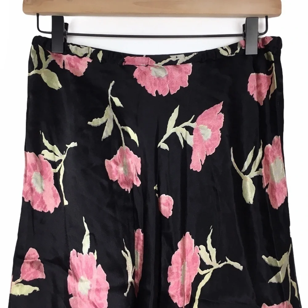 EXPRESS Skirt Vintage 90s Y2K Floral Silky Satin Shiny Fairy Core Size Medium